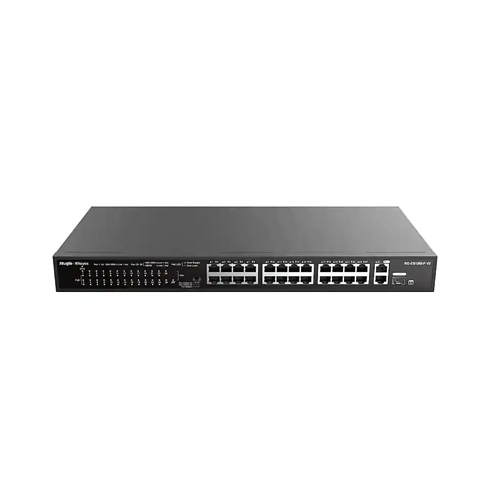 Reyee RG-ES126S-P V2 24 Port 370W 2xGigabit Uplink, 1xSfp Yönetilemez Poe Switch