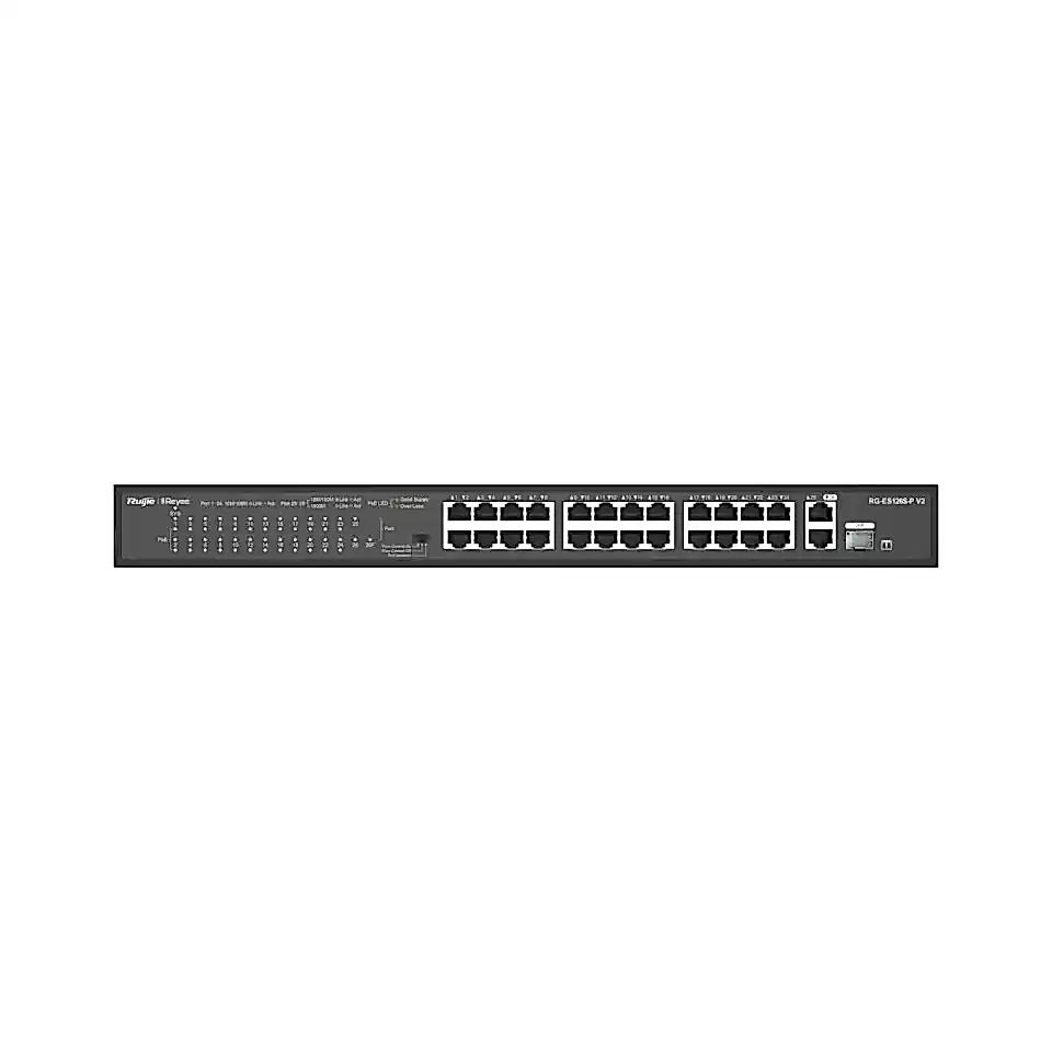 Reyee RG-ES126S-P V2 24 Port 370W 2xGigabit Uplink, 1xSfp Yönetilemez Poe Switch