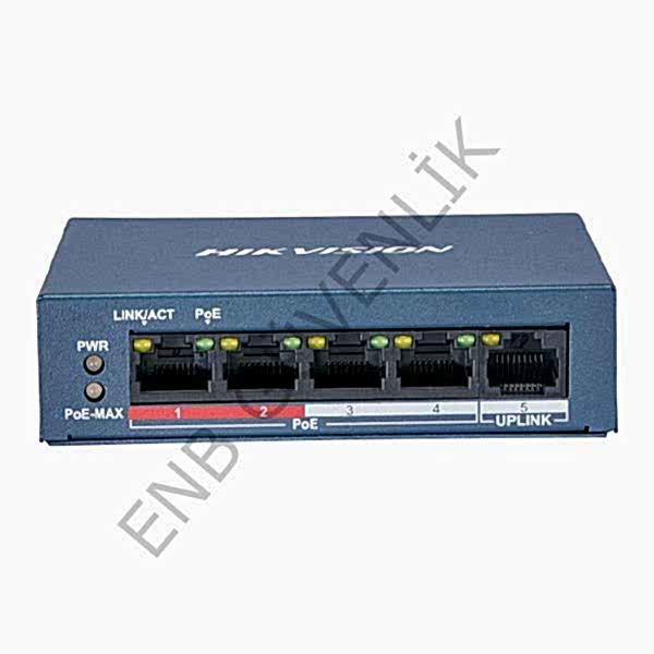 Hıkvısıon Ds 3E0105P E/M B 4 Port Poe 1 Port Uplınk 10/100 Swıtch
