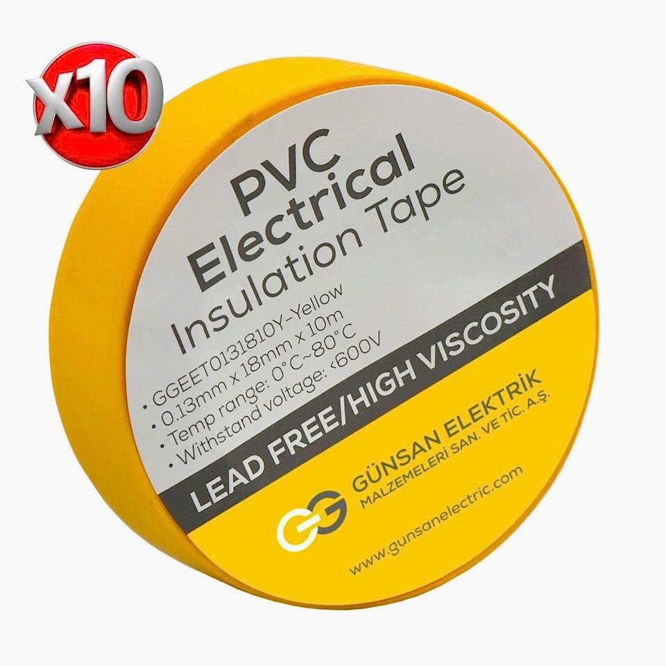 Günsan Siyah Elektrik İzolasyon Bandı 10 Adet