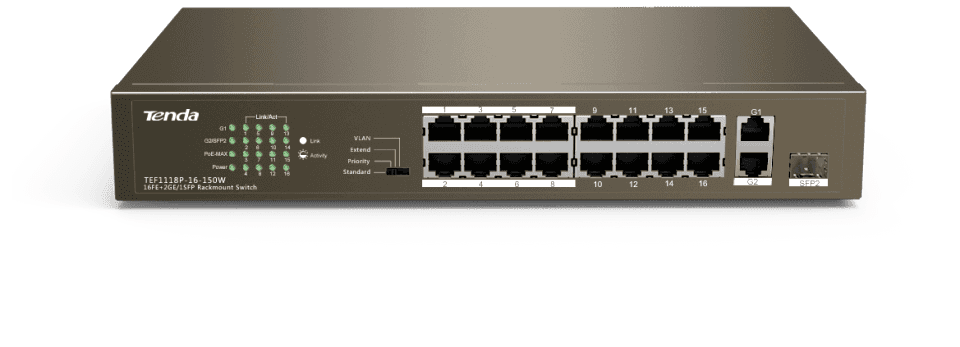 Tenda TEG1118P-16-250W 16 Port 10/100/1000 Mbps Gigabit Switch
