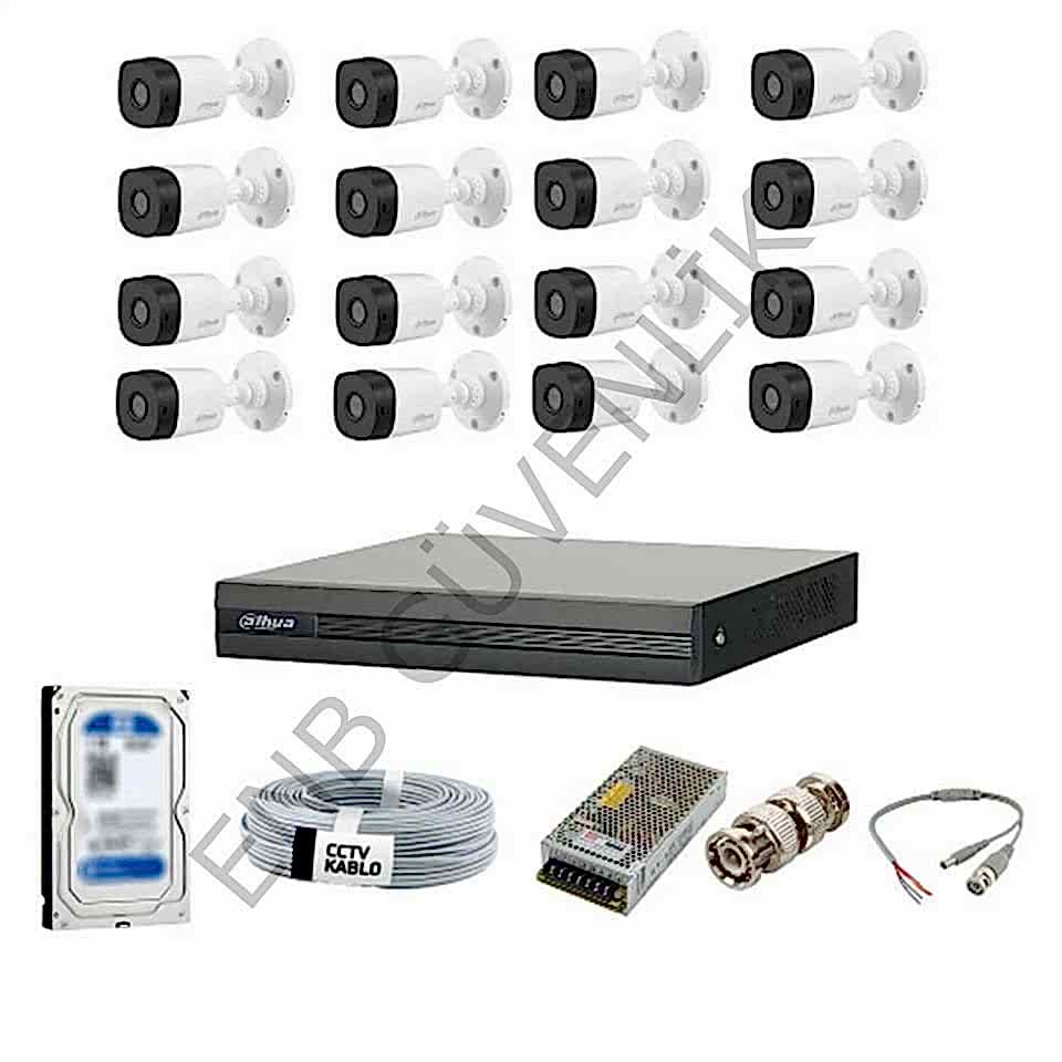 Dahua 16 Kameralı Dış Ortam Güvenlik Kamera Seti 4 Tb Hdd li