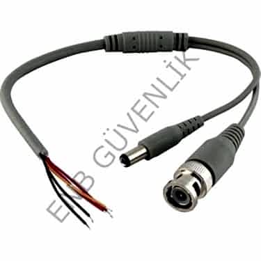 Hazır Kablolu Bnc Konnektör Dc Power Jak Cctv Y Kablo 10 Adet