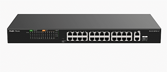 RUIJIE REYEE RG-ES126FGS-LP 24 PORT 10/100 POE +2 PORT UPLINK +1 SFP 180 WATT YONETILEMEZ RACK MOUNT SWITCH