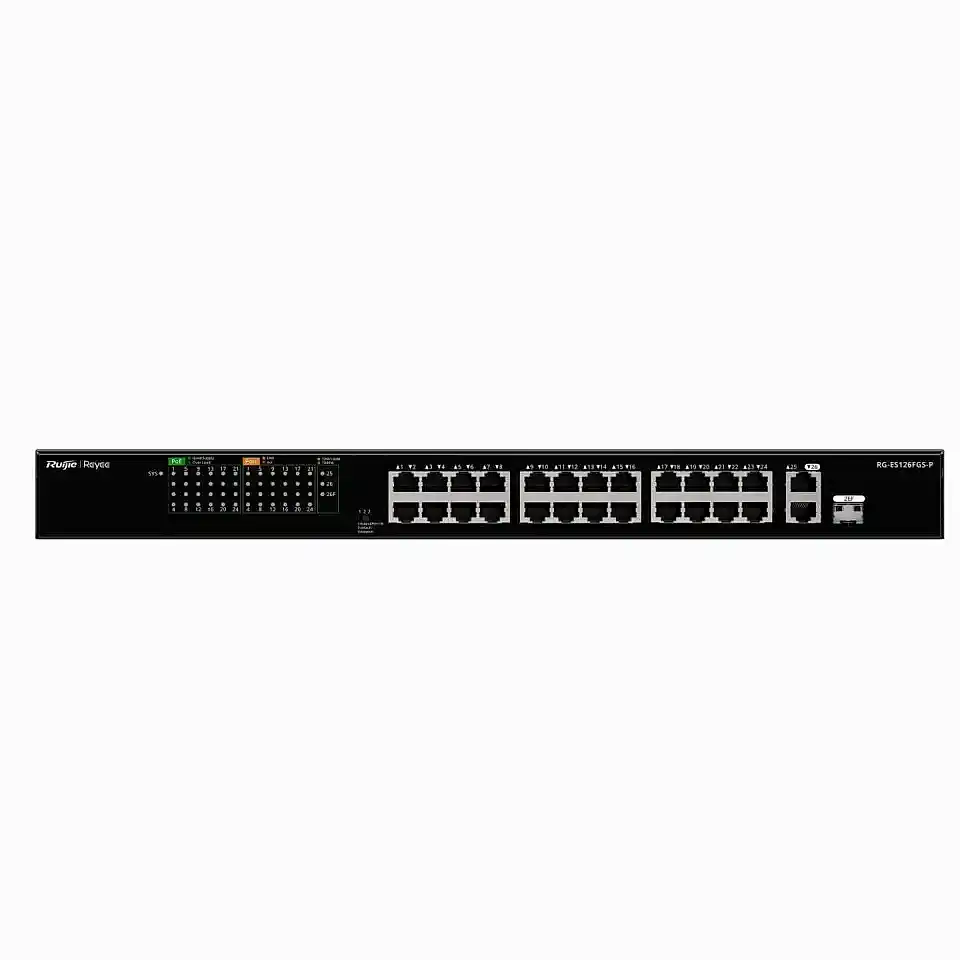 REYEE RG-ES126FGS-P 26 Portlu 10/100 Fast Ethernet Switch – 2 Gigabit Uplink, 1 Gigabit SFP