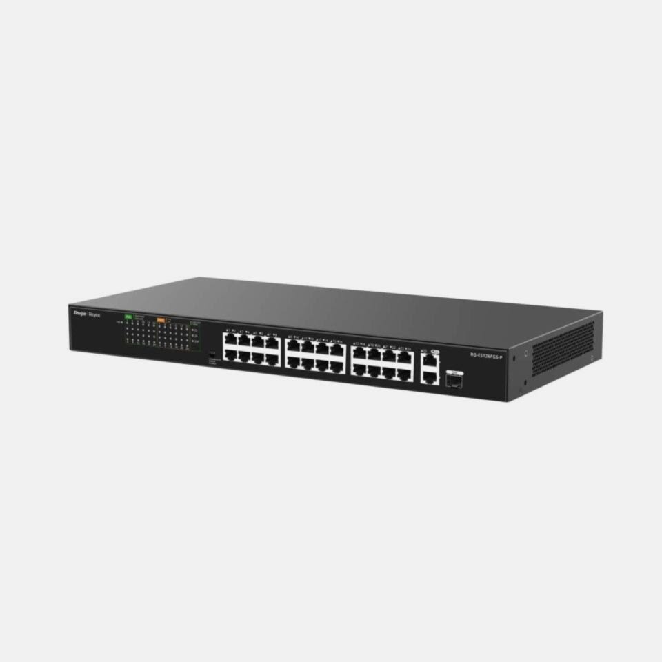 REYEE RG-ES126FGS-P 26 Portlu 10/100 Fast Ethernet Switch – 2 Gigabit Uplink, 1 Gigabit SFP