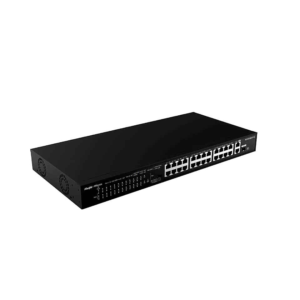 Reyee RG-ES126S-P V2 24 Port 370W 2xGigabit Uplink, 1xSfp Yönetilemez Poe Switch