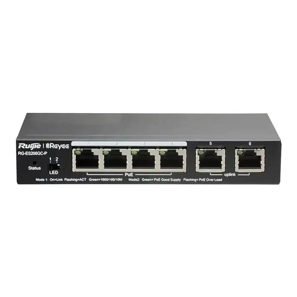 Ruijie Reyee RG-ES206GC-P 6 Portlu 4 Port Poe(54w)Gigabit Yönetilebilir Switch