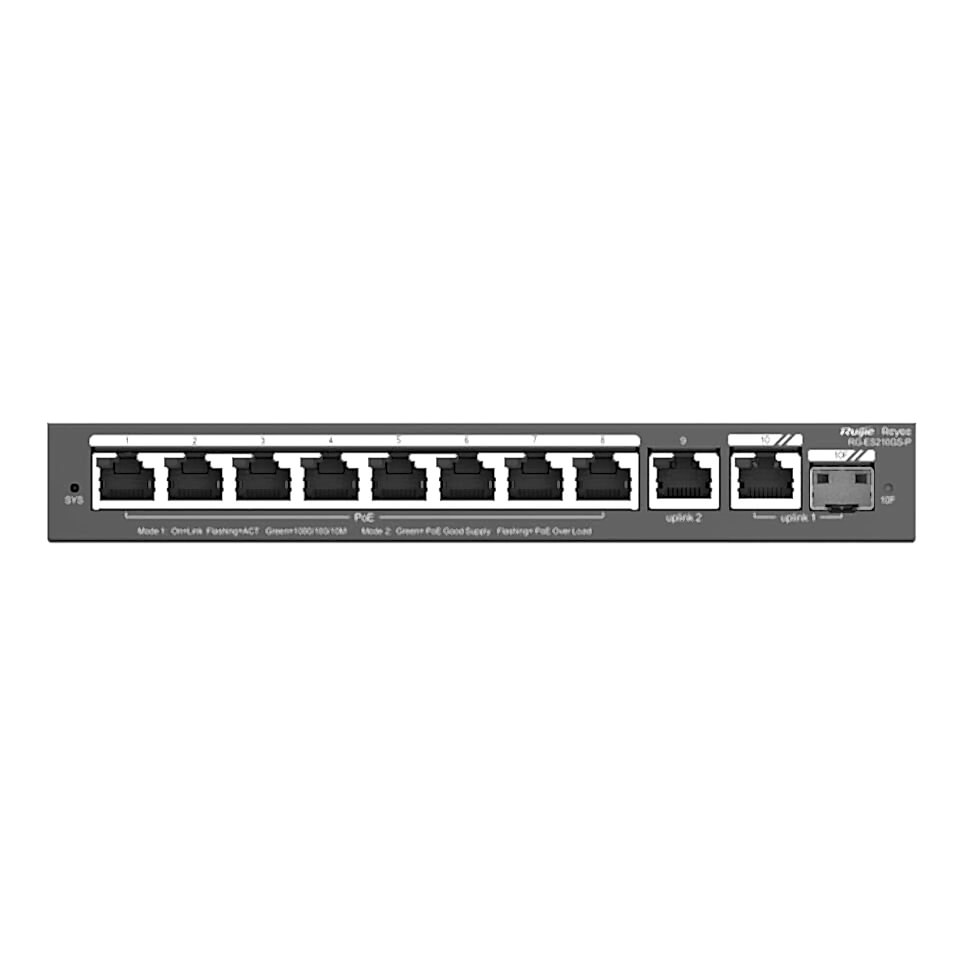 RUIJIE REYEE RG-ES210GS-P 8GE Port 120W Poe+,2GE Uplink,1GE SFP Combo Yönetilen