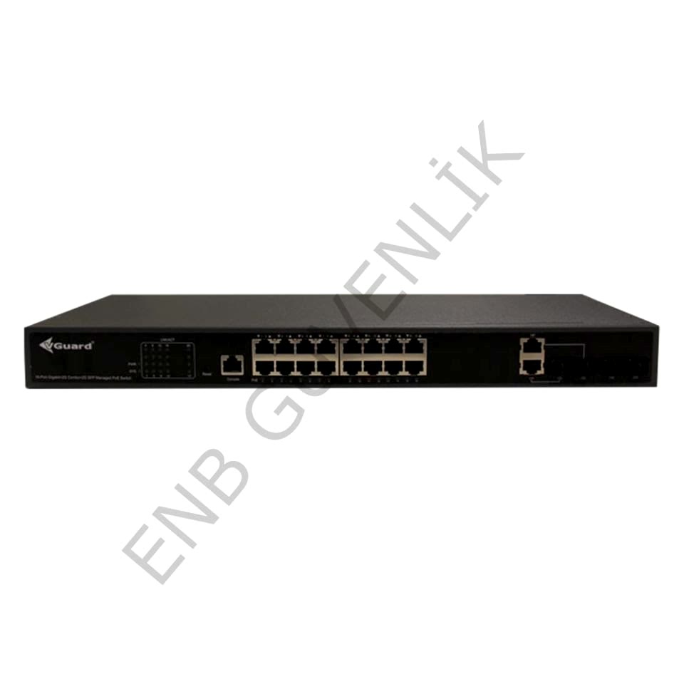 VGuard VG-SW2016PM-250 16 Port 10/100/1000 RJ45 + 2*10/100/1000 Combo(2*SFP + 2*RJ45) + 2*100/1000 SFP Port Layer2&Cloud Yönetilebilir PoE Switch