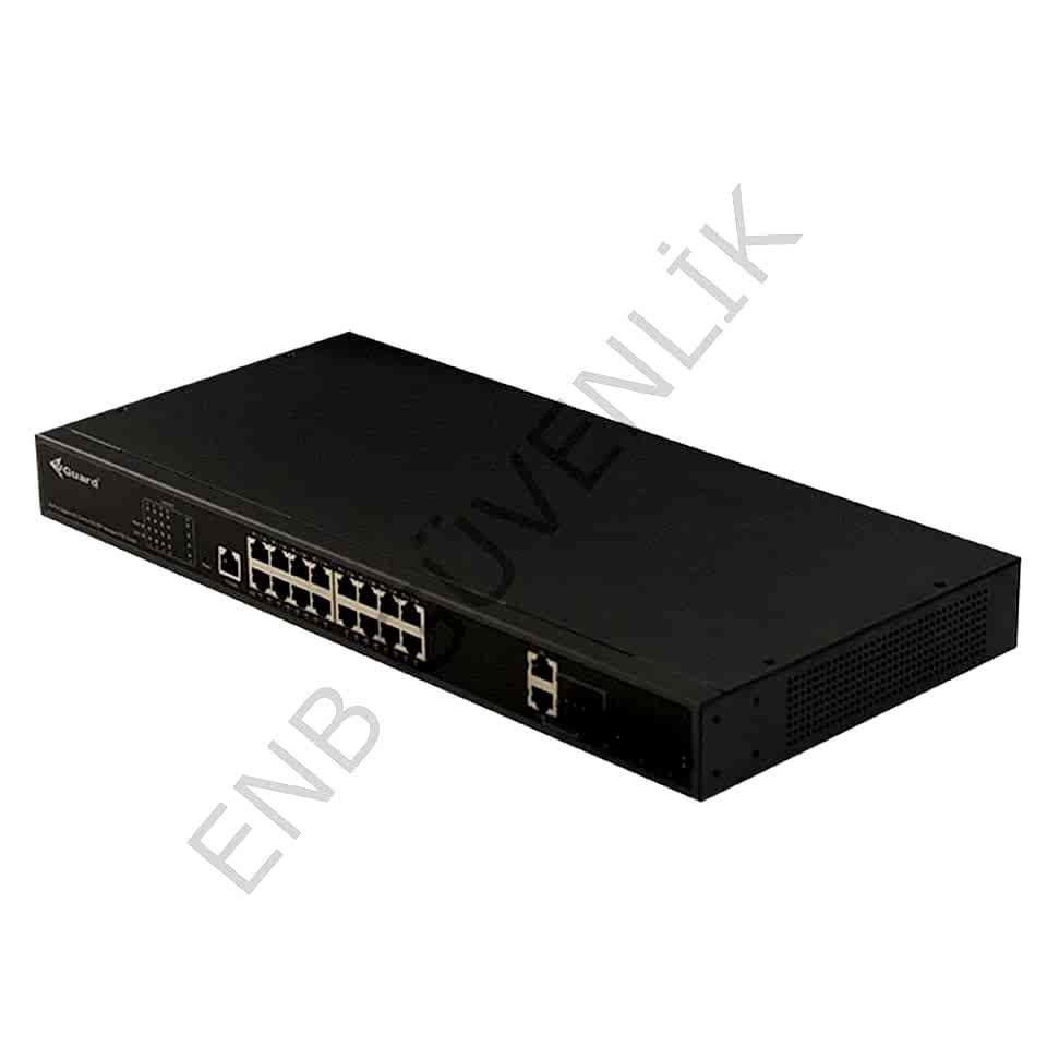 VGuard VG-SW2016PM-250 16 Port 10/100/1000 RJ45 + 2*10/100/1000 Combo(2*SFP + 2*RJ45) + 2*100/1000 SFP Port Layer2&Cloud Yönetilebilir PoE Switch