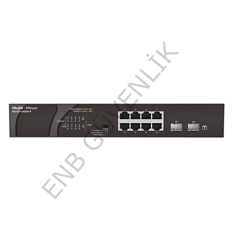 RUIJIE RG-ES110GDS-P, 10 bağlantı noktalı 10/100/1000Mbps Yönetilmeyen PoE Anahtarı