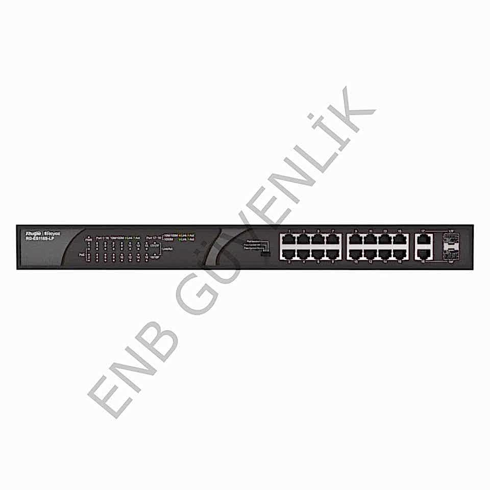 RUIJIE RG-ES118S-LP, 16-Portlu 10/100Mbps Masaüstü Yönetilmeyen Anahtar