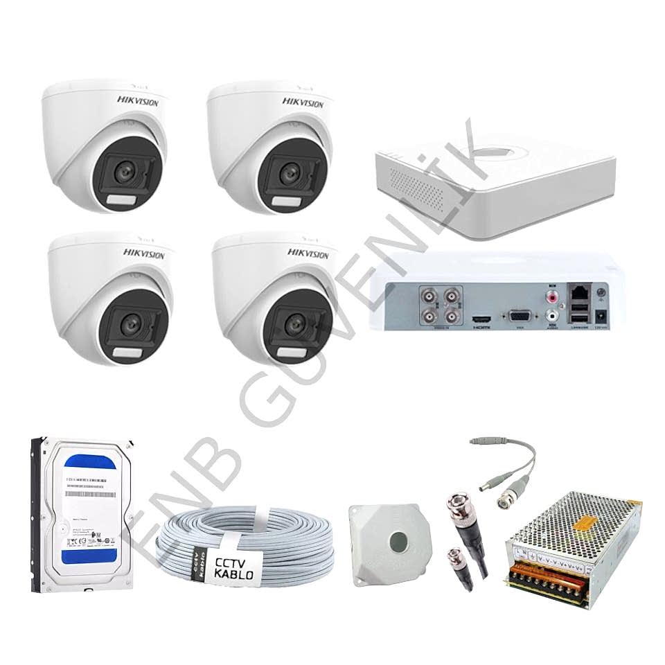 Hikvision 4 Kameralı Smart Hybrid Color İç Ortam Güvenlik Kamera Seti