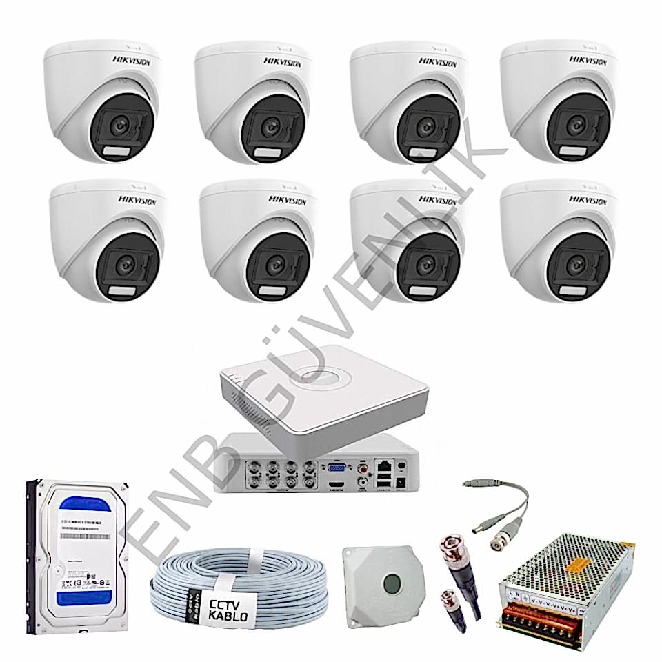 Hikvision 8 Kameralı Smart Hybrid Color İç Ortam Güvenlik Kamera Seti