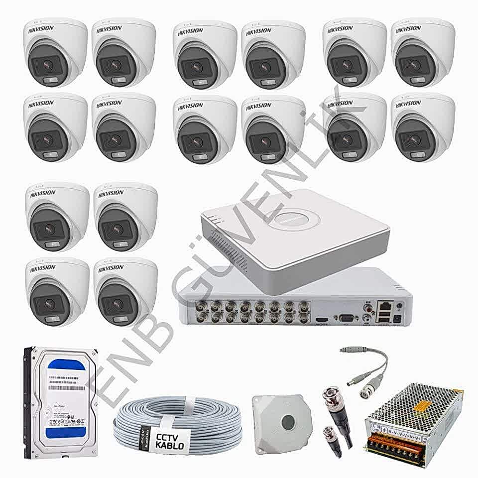 Hikvision 16 Kameralı Sesli Color İç Ortam Güvenlik Kamera Seti