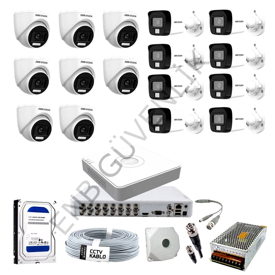 Hikvision 16 Kameralı Smart Hybrid Color İç- Dış Ortam Güvenlik Kamera Seti