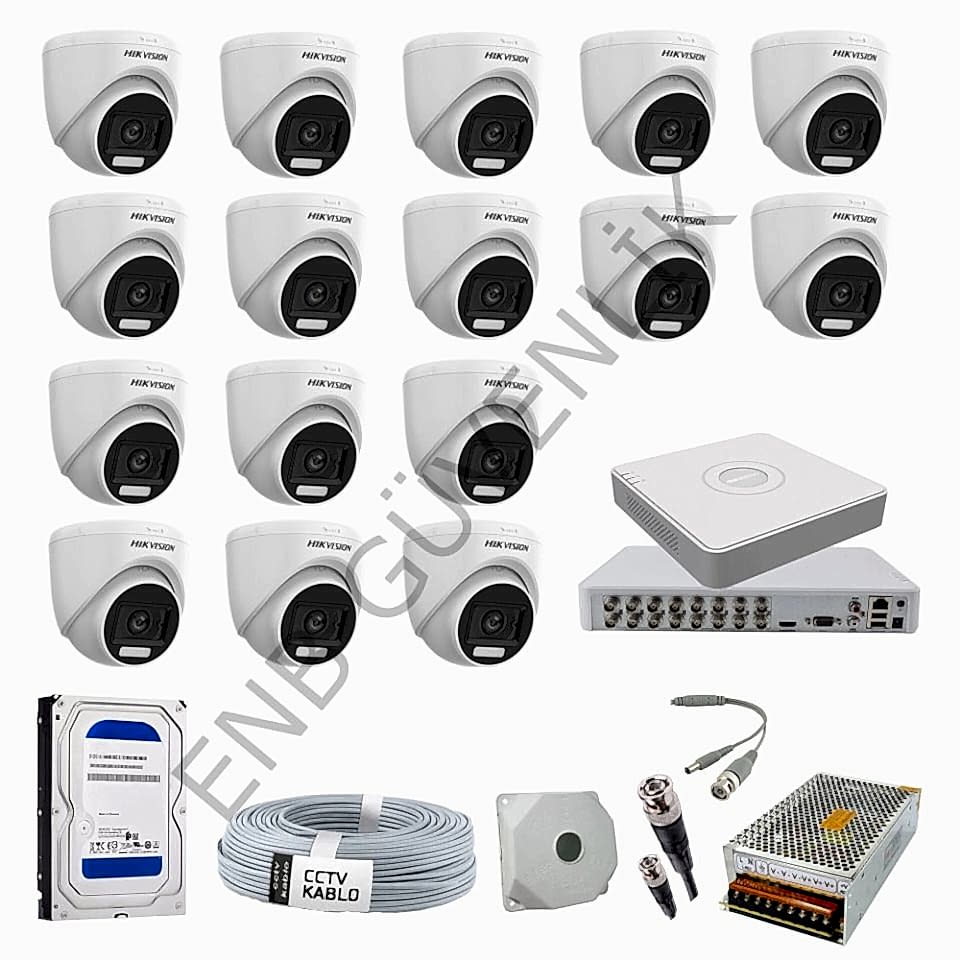 Hikvision 16 Kameralı Smart Hybrid Color İç Ortam Güvenlik Kamera Seti