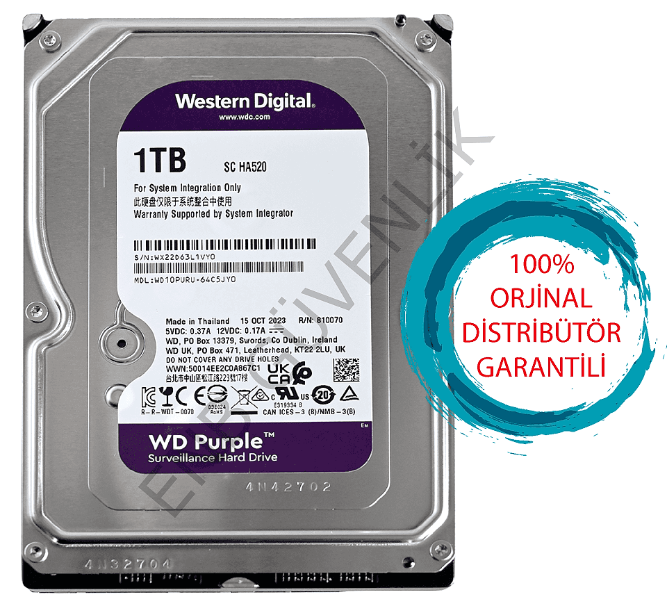 Western Digital Purple WD10PURZ SATA 3.0 5400 RPM 3.5'' 1 TB Harddisk