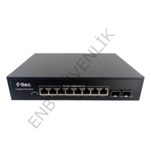 Ttec 10120P-2SFP / AC100-240V / 120W / SFP 8 Lİ POE SWİTCH