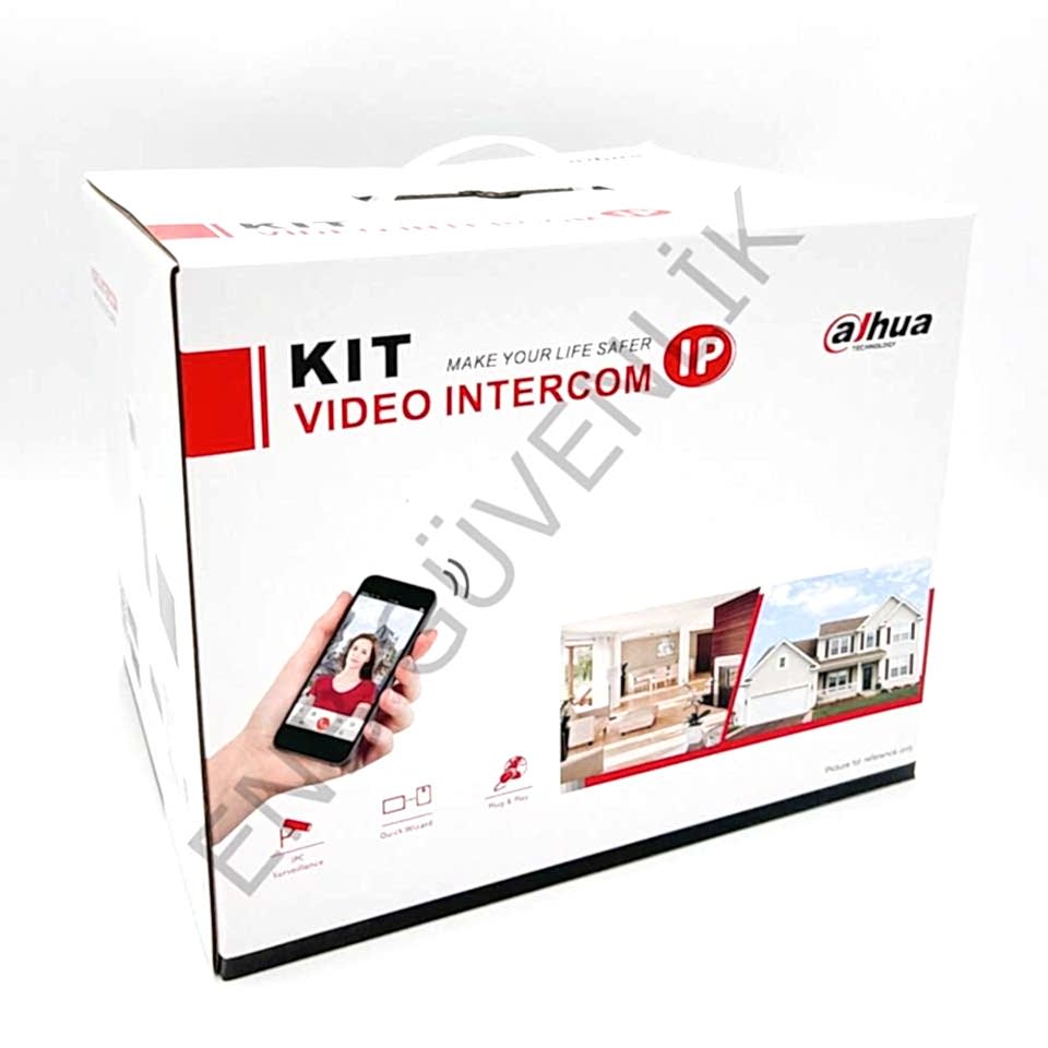 Dahua KTP02 Kablolu (Cat6) 7 Tft Ekran ve Kapı Paneli + 4 Port Switch Siyah Ip Villa Interkom Set